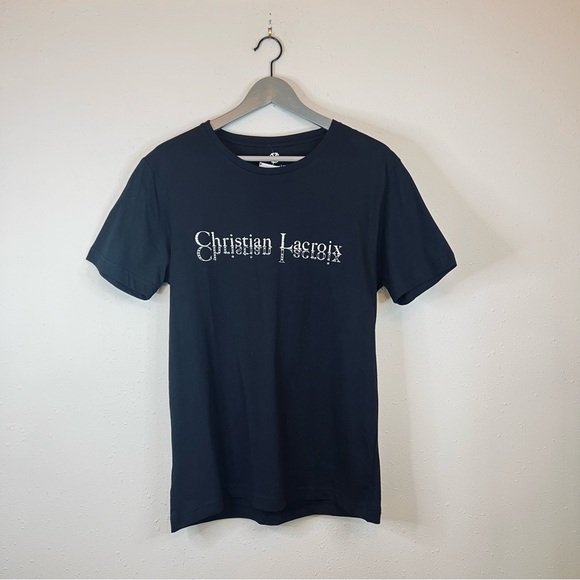 Christian Lacroix Shirts Christian Lacroix Mens Black Logo Slim Fit